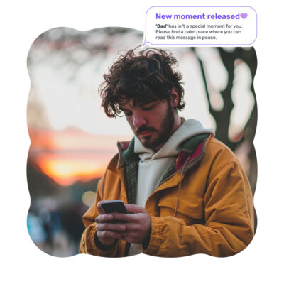 Young man receives a message in the My Heartspace app after his father’s passing.